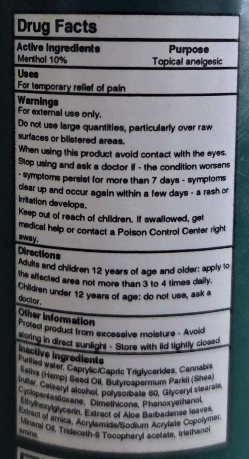 muscle rub ingredients